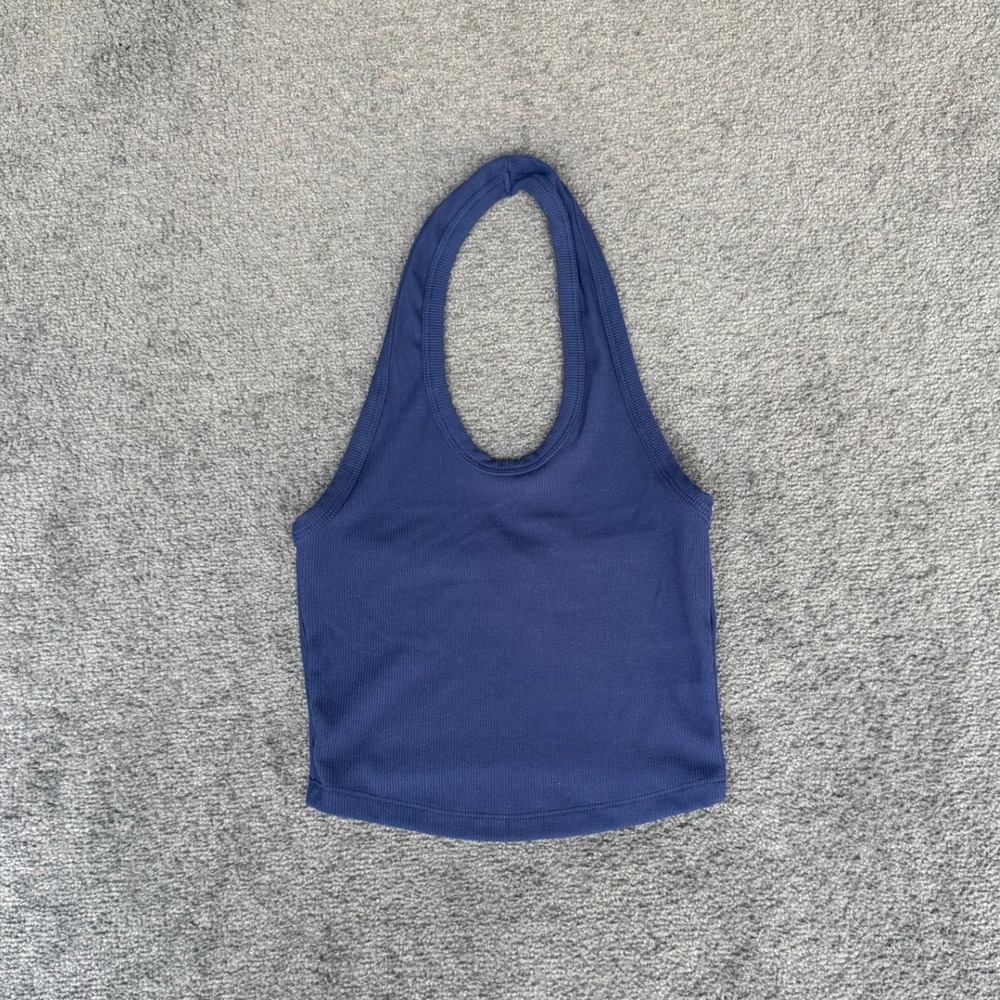 Your Favorite by PacSun Navy Blue Ribbed Halter Crop Top Small RN90233‎